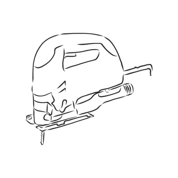 电动夹具锯子矢量的手绘草图 — 图库矢量图片
