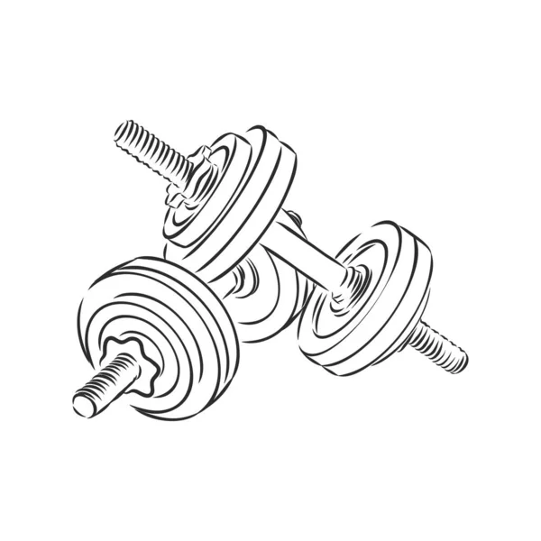 Sketch dumbbell weight, dumbbell, vector sketch 삽화 — 스톡 벡터