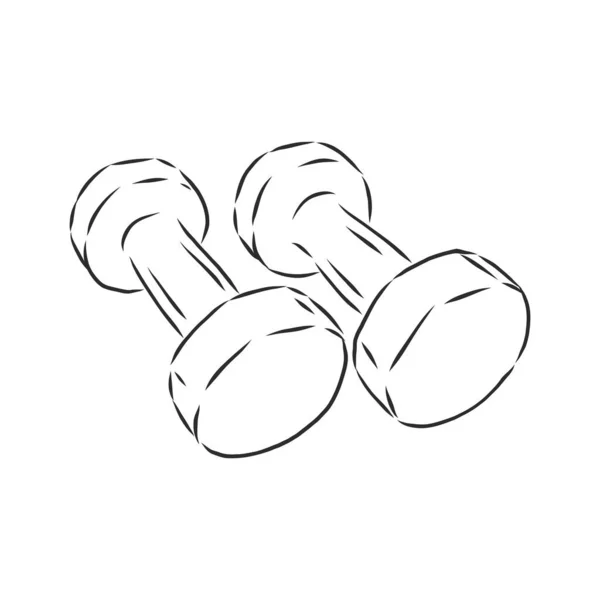 Croquis poids haltère, haltères, illustration vectorielle de croquis — Image vectorielle
