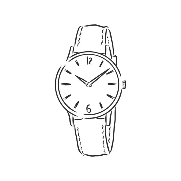 Croquis Montre Bracelet Isolé Sur Fond Blanc — Image vectorielle