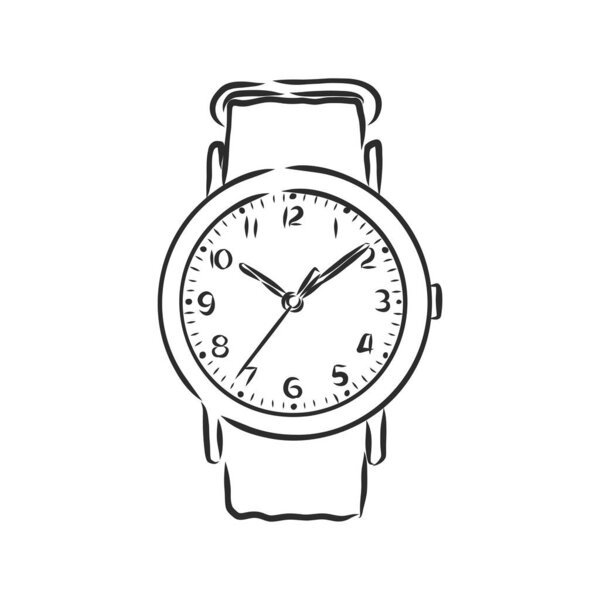 Sketch wrist watch isolated on white background