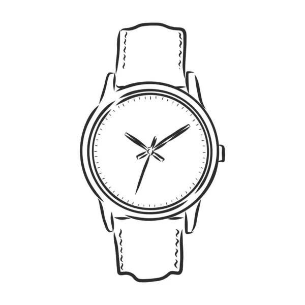 Szkic Zegarek Rękę Izolowane Białym Tle — Wektor stockowy