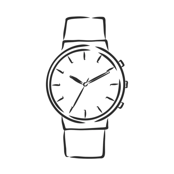 Reloj Pulsera Sketch Aislado Sobre Fondo Blanco — Archivo Imágenes Vectoriales