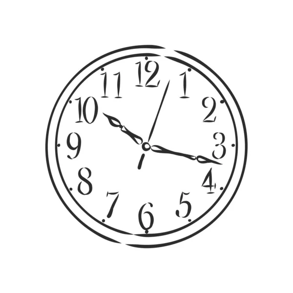 白い背景に線画で描かれた壁時計 — ストックベクタ