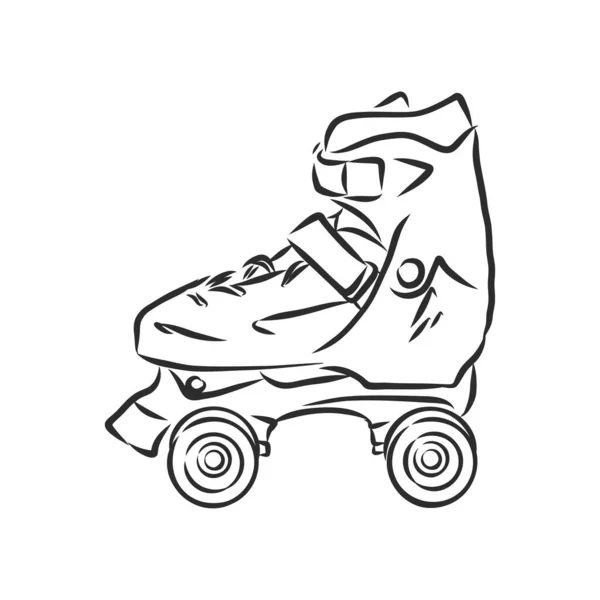 롤러는 아이콘을 스케이트를 어린이 롤러스케이트의 손으로 롤러스케이트 아이들의 롤러스케이트 스케치 — 스톡 벡터
