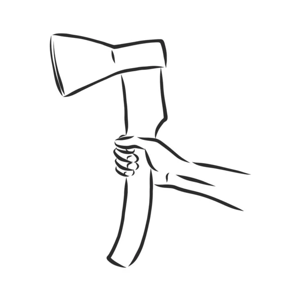 手描きの軸スケッチのシンボル トレンディーなスタイルでベクトルハチェット要素 斧ベクトルスケッチ図 — ストックベクタ