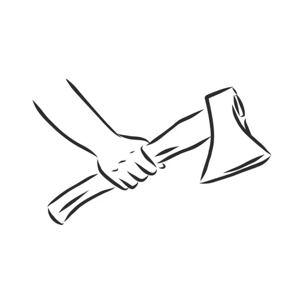 Simbol Axe Sketch Hand Drawn Vektor Hatchet Element Trendy Style - Stok Vektor