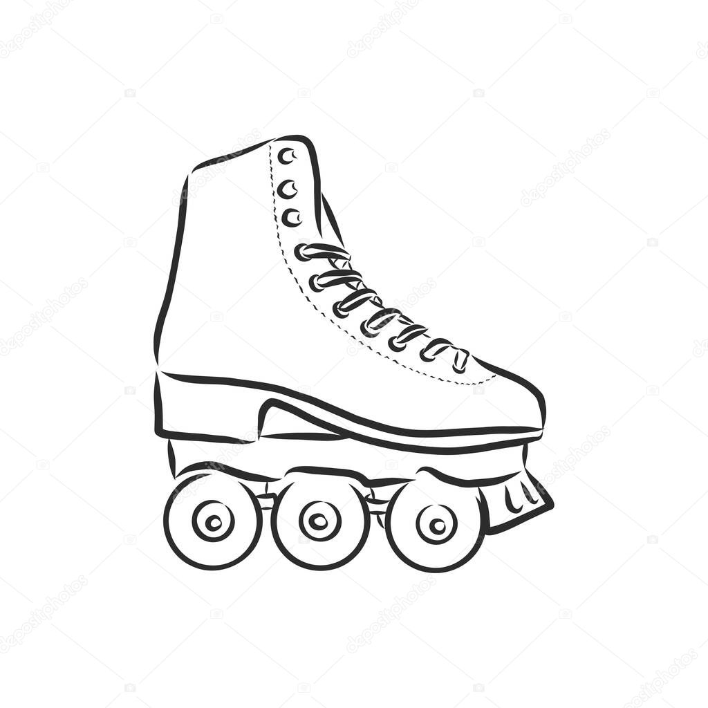 Roller skates icon. Vector illustration of children's roller skates. Hand drawn roller skates. children's roller skates, vector sketch illustration