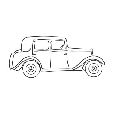Retro araba vektör logosu tasarım şablonu. taşıma veya araç simgesi. Retro araba, vektör çizimi çizimi