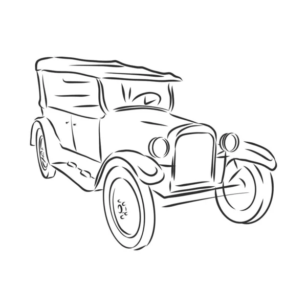 Wzór logo wektora retro samochodu. ikona transportu lub pojazdu. retro samochód, wektor szkic ilustracja — Wektor stockowy