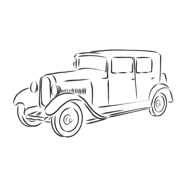 Retro auton vektori logo suunnittelu malli. kuljetus tai ajoneuvon kuvake. retro auto, vektori luonnos kuva — vektorikuva