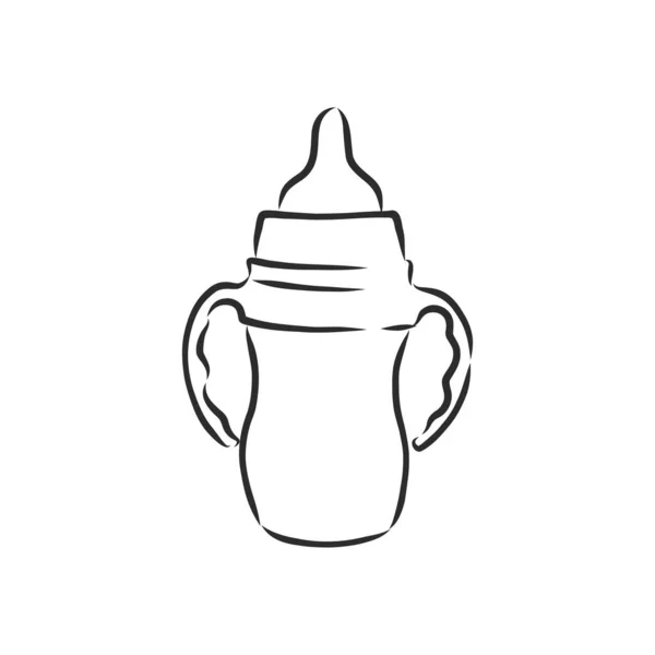 Bottle Baby Pacifier Doodle Vector Icon Бутылочка Кормления Ребенка Векторная — стоковый вектор