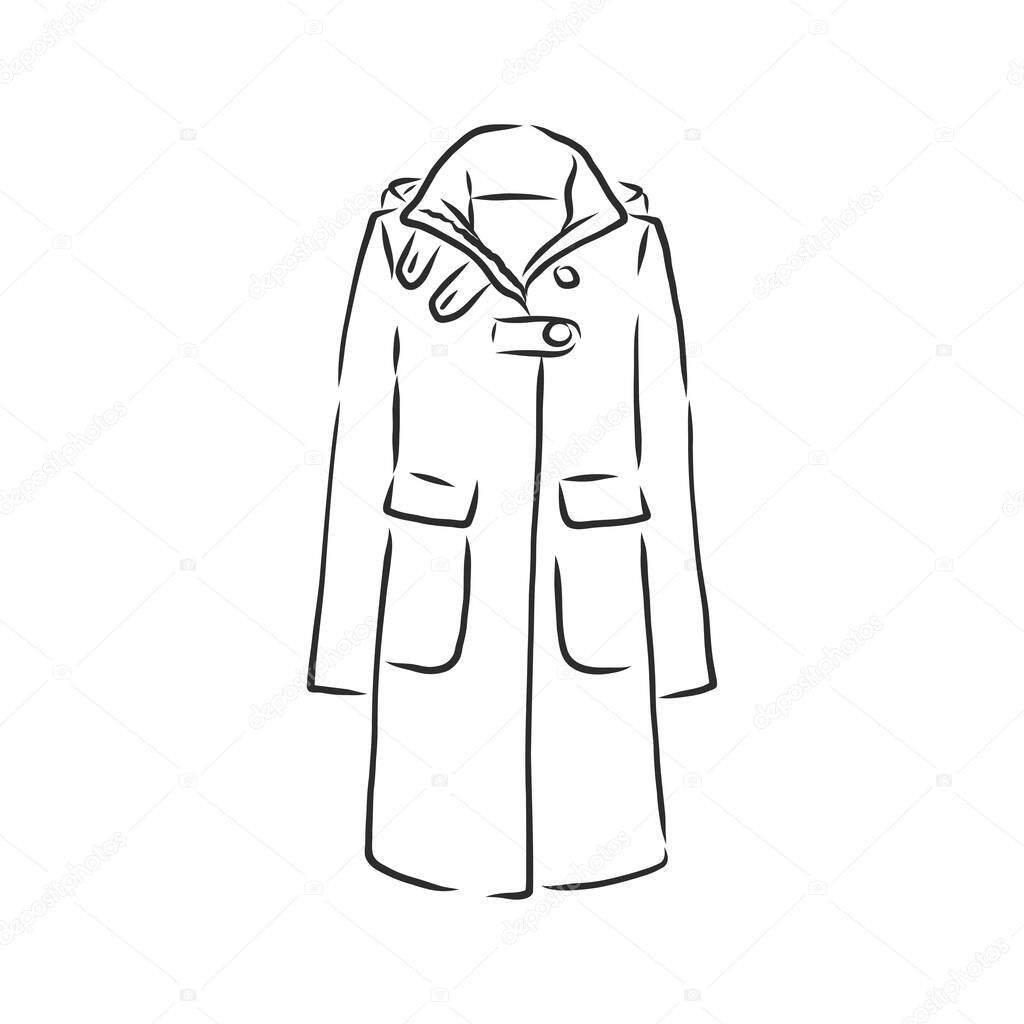 Coat female with long sleeves and pockets. vector