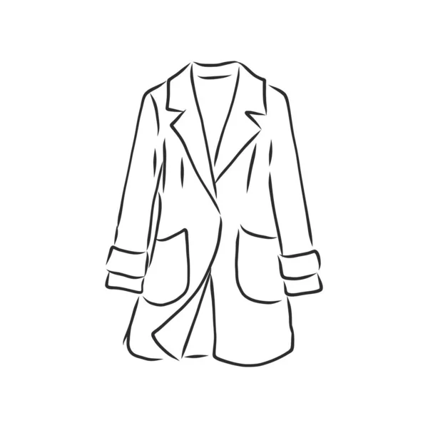 Manteau Femme Manches Longues Poches Vecteur — Image vectorielle