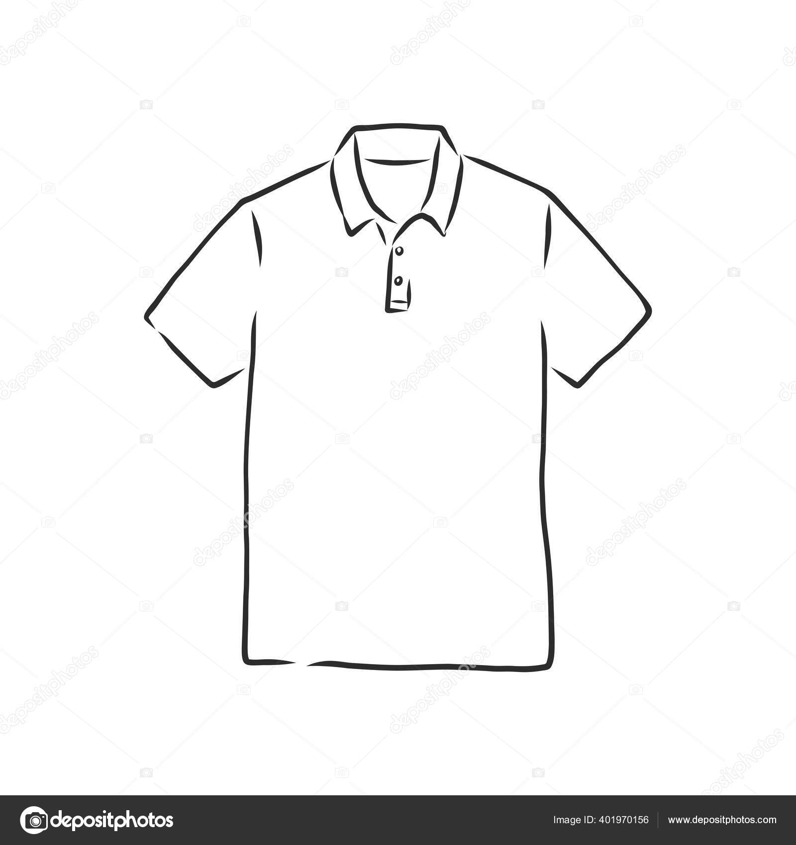 White polo t-shirt design template. Front and back technical sketch unisex polo  t shirt. Stock Vector by ©yellowsdesign 312485106