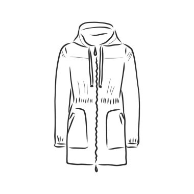 Vektör Taslak Parka Ceketi. Kış Kıyafeti.