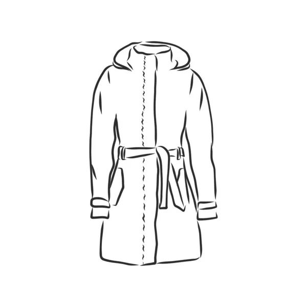 Vector Sketch Parka Jacket Zimní Outerwear — Stockový vektor