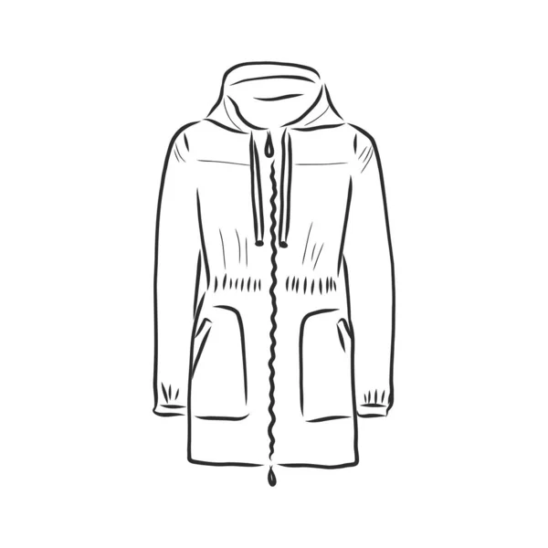 Vektor Skiss Parka Jacket Vinterytterkläder — Stock vektor