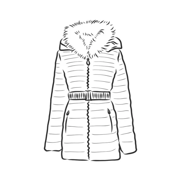 Vector Sketch Parka Jacket Zimní Outerwear — Stockový vektor
