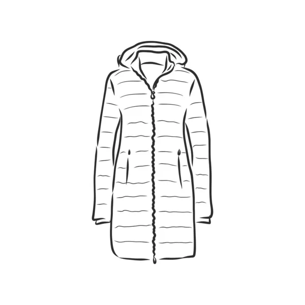 Vector Sketch Parka Jacket Roupa Inverno — Vetor de Stock