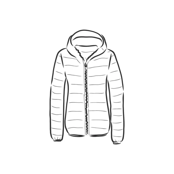 Vector Sketch Parka Jacket Îmbrăcăminte Iarnă — Vector de stoc