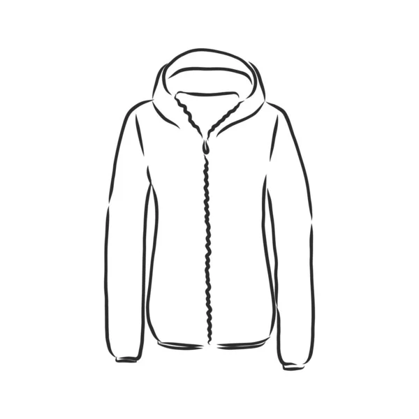 Vector Sketch Parka Jacket Roupa Inverno — Vetor de Stock