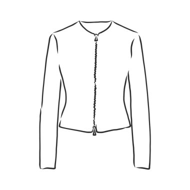 El çizimi vektör çizimi. Yaratıcı siyah hatlı sanat eserleri. Mürekkep moda illüstrasyonu. Vektör illüstrasyon deri ceket. Elle çizilmiş deri ceket. İzole edilmiş deri ceket..