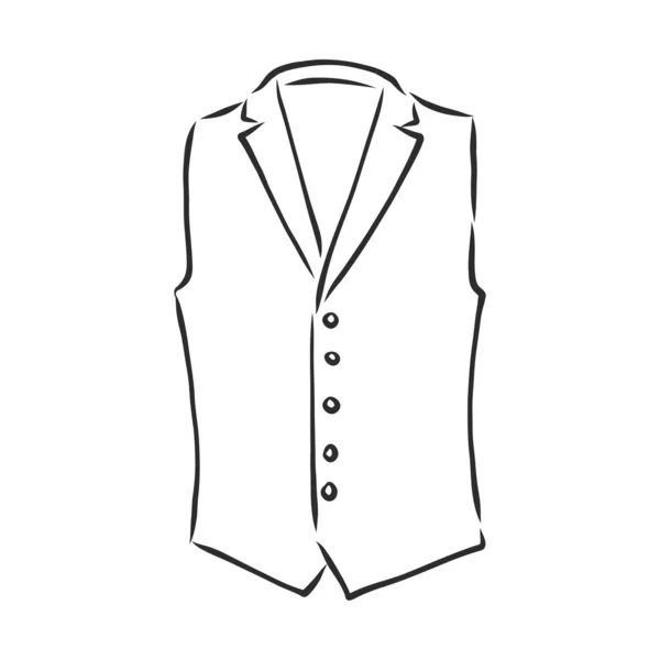 Waistcoat Vector Schets Icoon Geïsoleerd Achtergrond Met Hand Getekend Vest — Stockvector