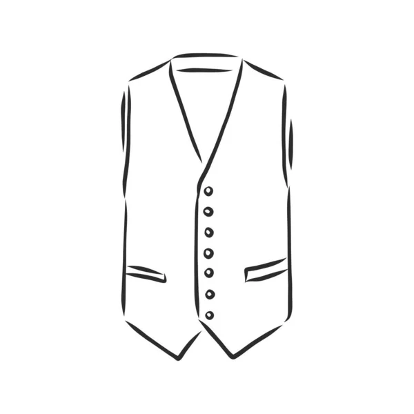 Waistcoat Vector Schets Icoon Geïsoleerd Achtergrond Met Hand Getekend Vest — Stockvector