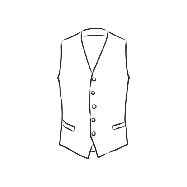 Waistcoat Vector Schets Icoon Geïsoleerd Achtergrond Met Hand Getekend Vest — Stockvector