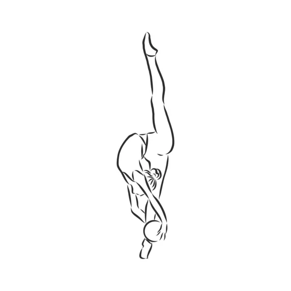 Akrobatik Balance Performance Kooperationskonzept Handgezeichnete Akrobaten Beim Szenenbild Sketch Isolierte — Stockvektor