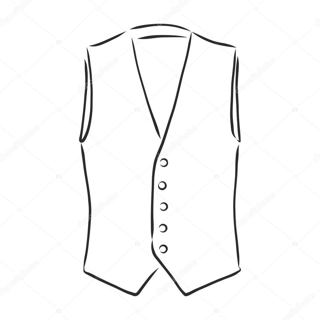 Waistcoat vector sketch icon isolated on background. Hand drawn Waistcoat icon. Waistcoat sketch icon for infographic, website or app.