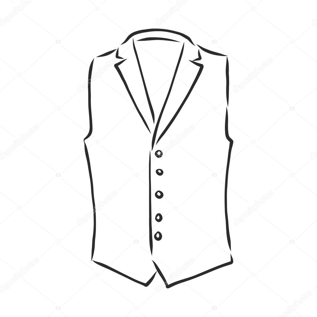 Waistcoat vector sketch icon isolated on background. Hand drawn Waistcoat icon. Waistcoat sketch icon for infographic, website or app.