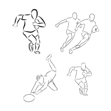 Çalışan rugby oyuncusu, soyut siyah vektör silueti