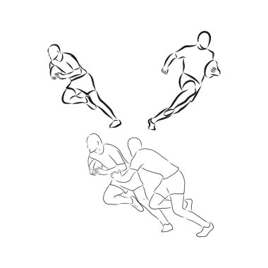 Çalışan rugby oyuncusu, soyut siyah vektör silueti