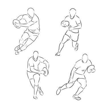 Çalışan rugby oyuncusu, soyut siyah vektör silueti