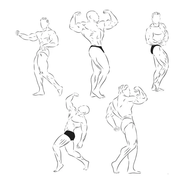 Bodybuilding Design Bodybuilder Vektor Skiss Illustration — Stock vektor