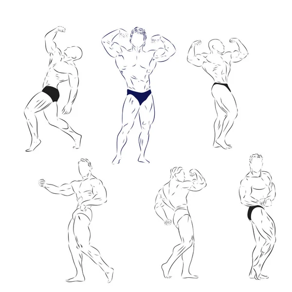 Bodybuilding Design Bodybuilder Vektor Skiss Illustration — Stock vektor