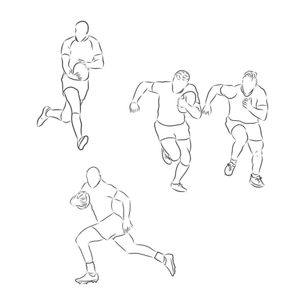 Running rugby player, abstract black vector silhouette