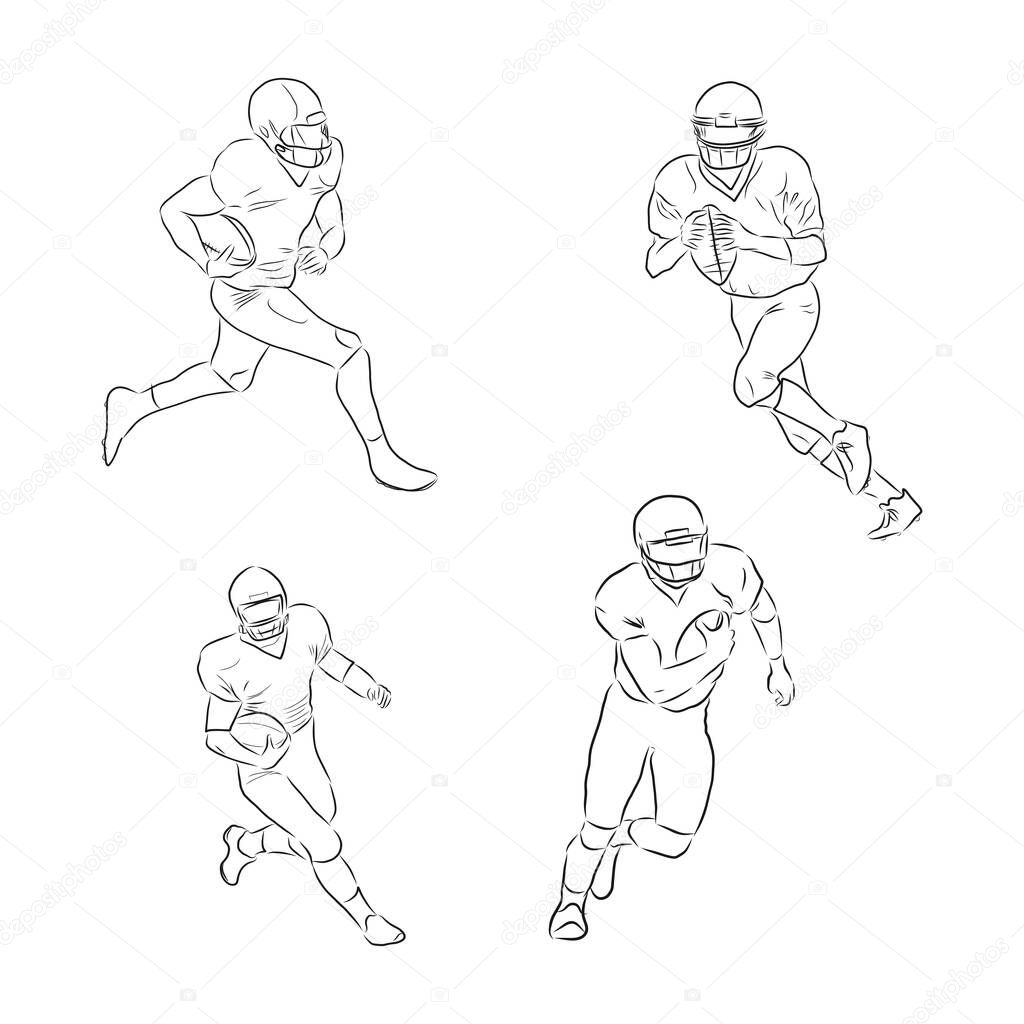 Running rugby player, abstract black vector silhouette