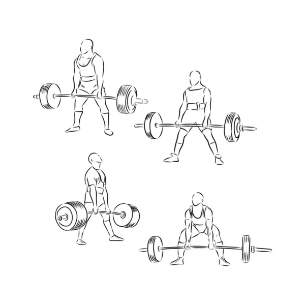 Sporty Man Lifting Heavy Weight Barbell Gym Strong Sportsman Doing — Stock Vector