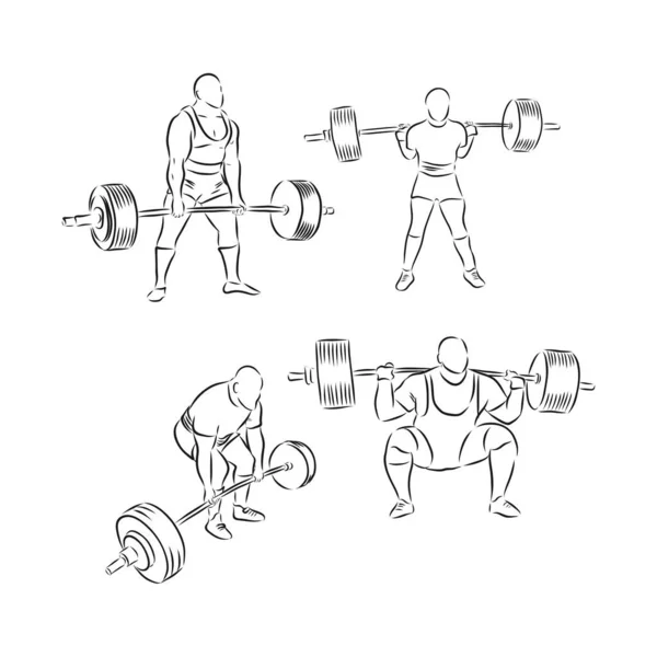 Sporty Man Lifting Heavy Weight Barbell Gym Strong Sportsman Doing — Stock Vector