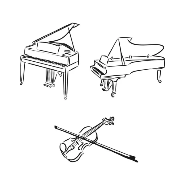 Doodle Conjunto Instrumentos Musicales Vector — Archivo Imágenes Vectoriales