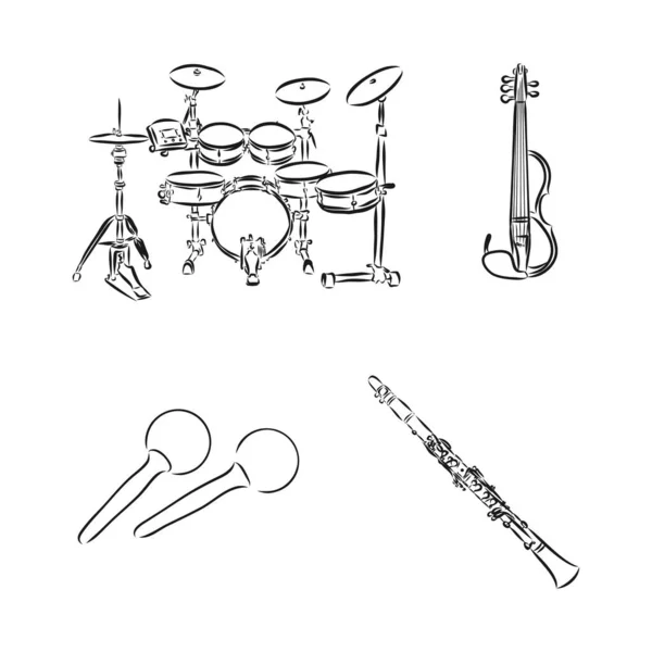 Doodle Musical Instruments Set Vector — Stock Vector