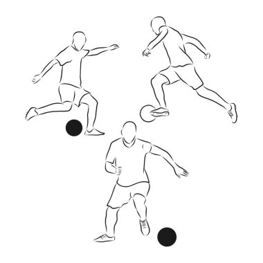 El çizimi futbol vektörü illüstrasyonu