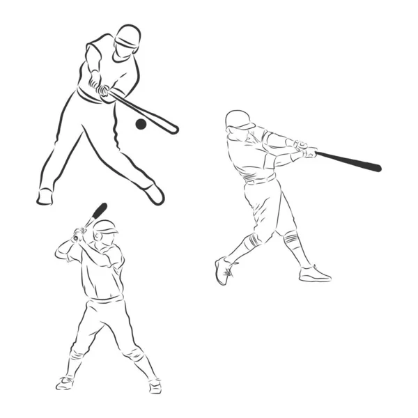 Baseballspieler Skizzenillustration Vektor — Stockvektor