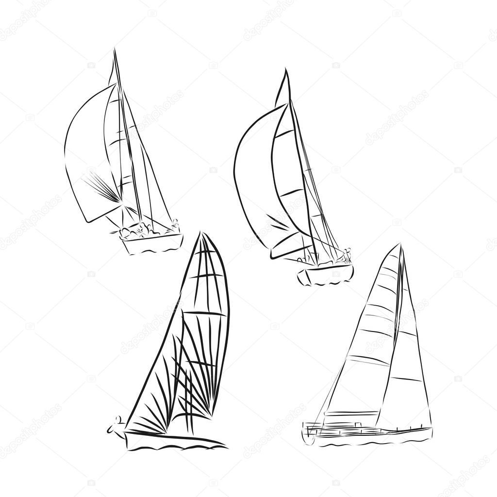 set of sailboat icons, vector illustration