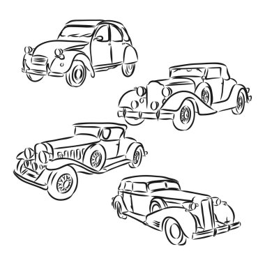 El yapımı retro araba. Vektör.