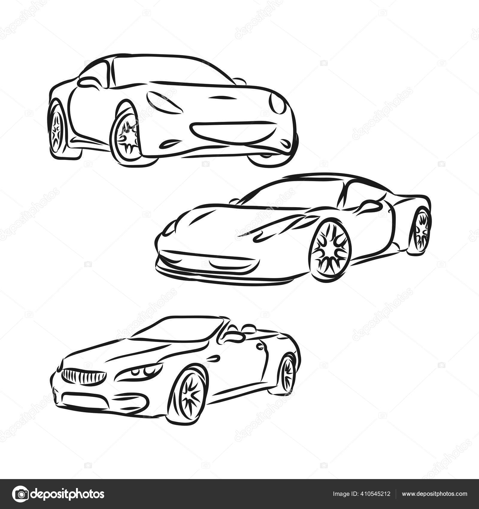 Styled car icons, modern car, vector sketch illustration Stock Vector Image  by © #410545212