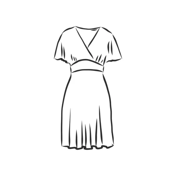 Coleção Esboços Vestidos Mulher Ilustração Vetorial Desenhada Mão Desenho Contorno —  Vetores de Stock